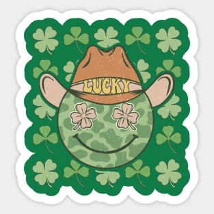 Lucky Cowboy Hat Green Shamrock Irish Luck St Patty's Day Sticker